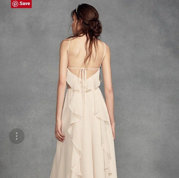 Chiffon High-Neck Bridesmaid Dress with Tie Back - Picture 2 of 5